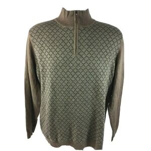 Tasso Elba Sweater Men Size Medium 1/4 Zip Cocoa Bean Pullover Mock Neck